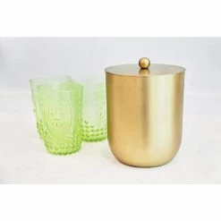 Small Gold Stainless Steel Brass Ice Bucket with Lid For Your Home, Bar, Restaurant, Wedding, Party or Event by Alchemade -Bar Accessories Sales alchemade ice buckets alch 6200 1f 1000