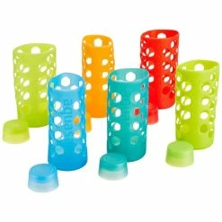 Replacement Silicone Sleeves and Caps for 18 oz. Glass Bottles (6-Pack) by Aquasana