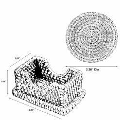 Honey Brown Round Natural Rattan Placemats with Rectangular Holder (Set of 6) by Vintiquewise -Bar Accessories Sales beige cream vintiquewise coasters qi004240 1f 1000