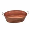 1.7 Gal. Copper Steel Oval Shape Hammered Texture Metal Tub with 2 Side Handles by Benjara