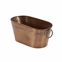 4 qt. 4-Bottle Bronze Metal Wine Cooler with Ring Handle and Studded Nail Accents by Benjara -Bar Accessories Sales benjara wine chillers bm216525 1f 1000