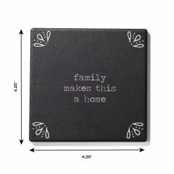 Happy Place Set Of 4 Ceramic Coasters 4.25''D by American Atelier -Bar Accessories Sales blacks american atelier coasters 1185329 44 1000