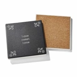 Happy Place Set Of 4 Ceramic Coasters 4.25''D by American Atelier -Bar Accessories Sales blacks american atelier coasters 1185329 66 1000