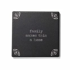 Happy Place Set Of 4 Ceramic Coasters 4.25''D by American Atelier -Bar Accessories Sales blacks american atelier coasters 1185329 c3 1000