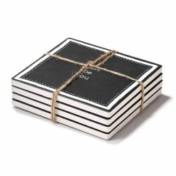 Just Be You Set Of 4 Ceramic Coasters 4.25''D by American Atelier -Bar Accessories Sales blacks american atelier coasters 1185330 1f 1000