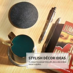 4 in. Dia Round Black Felt Coasters with Holder (Set of 8) by Betus -Bar Accessories Sales blacks betus coasters b coaster felt 8pc 44 1000