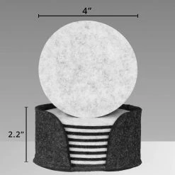 4 in. Dia Round Black Felt Coasters with Holder (Set of 8) by Betus -Bar Accessories Sales blacks betus coasters b coaster felt 8pc 4f 1000