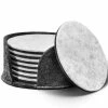 4 in. Dia Round Black Felt Coasters with Holder (Set of 8) by Betus