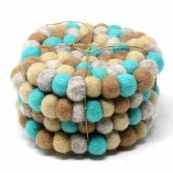 Blues Felt Ball Blue Coasters (4-Pack) by Global Craft