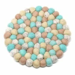 Felt Ball Trivets: Round, Sky by Global Craft