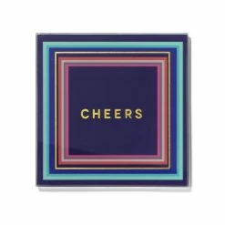 Cheers To You Aqua Set Of 4 Glass Coaster Set 4"D by Trina Turk -Bar Accessories Sales blues trina turk coasters 1333096 c3 1000