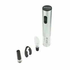 Silver Electric Wine Bottle Opener with Foil Cutter, Vacuum Stopper and Aerator Pourer by Brentwood Appliances -Bar Accessories Sales brentwood appliances wine openers wa 2001s 1f 1000