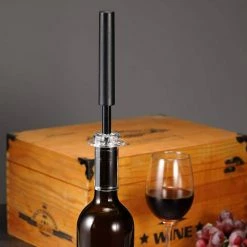 Black Air Pump Wine Bottle Opener with Foil Cutter, Vacuum Stopper, Aerator Pourer by Brentwood -Bar Accessories Sales brentwood wine openers 985115754m 31 1000