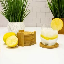 Bamboo Coaster Set (Set of 7) by BergHOFF -Bar Accessories Sales browns tans berghoff coasters 2211839 31 1000