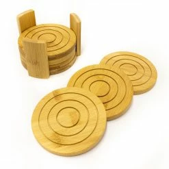 Bamboo Coaster Set (Set of 7) by BergHOFF -Bar Accessories Sales browns tans berghoff coasters 2211839 4f 1000