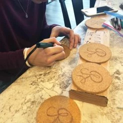 16-Piece Light Wood Round Cork Coasters by Betus -Bar Accessories Sales browns tans betus coasters b coaster cork 16pc 1 31 1000