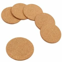 16-Piece Light Wood Round Cork Coasters by Betus