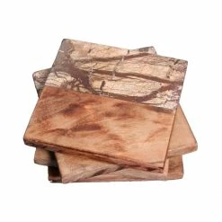 4-Piece Brown Forest Marble with Acacia Wood Coasters by Unbranded
