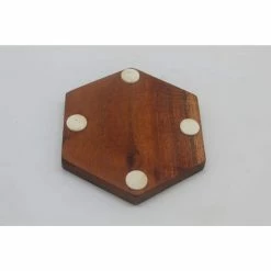 Acacia Wood Hexagon Coasters (4-Piece Set) by Jodhpuri -Bar Accessories Sales browns tans coasters 50820 4f 1000
