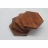 Acacia Wood Hexagon Coasters (4-Piece Set) by Jodhpuri