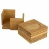 6-Piece Natural Bamboo Square Coaster with Raised Edge by Unbranded