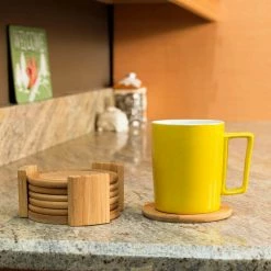 Bamboo Coaster Set by Home Basics -Bar Accessories Sales browns tans home basics coasters cs01065 44 1000