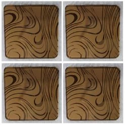 Designer Glass 4-Pieces Golden Brown Coasters by Mascot Hardware