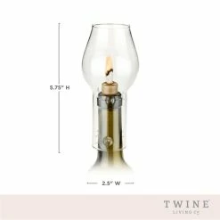 Wine Bottle Hurricane Lamp, Ceramic Stopper, Glass Chimney, Wick, Candle Wine Bottle DIY, Home Decor (Set of 1) by Twine -Bar Accessories Sales cocktail sets 2031 1f 1000