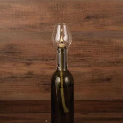 Wine Bottle Hurricane Lamp, Ceramic Stopper, Glass Chimney, Wick, Candle Wine Bottle DIY, Home Decor (Set of 1) by Twine -Bar Accessories Sales cocktail sets 2031 fa 1000