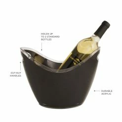 Modern Ice Bucket, Holds 2-Wine or Champagne Bottles, 10.75 in. 8 in., Black and Clear by True -Bar Accessories Sales cocktail sets 2116 4f 1000