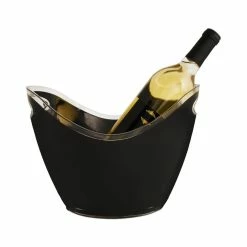 Modern Ice Bucket, Holds 2-Wine or Champagne Bottles, 10.75 in. 8 in., Black and Clear by True