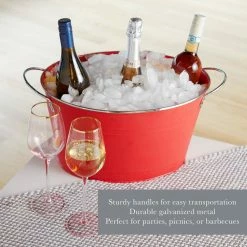4.5 Gal. Big Red Ice Bucket, Galvanized Metal Drink Tub, Country Home Wine and Beer Chiller by Twine -Bar Accessories Sales cocktail sets 2585 1f 1000