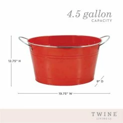 4.5 Gal. Big Red Ice Bucket, Galvanized Metal Drink Tub, Country Home Wine and Beer Chiller by Twine -Bar Accessories Sales cocktail sets 2585 44 1000