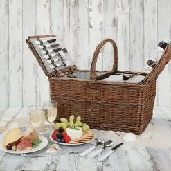 Cape Cod Picnic Basket, Place Settings, Wine Glasses, Corkscrew, Insulated Compartments by Twine -Bar Accessories Sales cocktail sets 2629 fa 1000