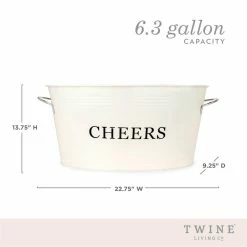 6.3 Gal. Cream Rustic Farmhouse Decor Ice Bucket and Galvanized Cheers Tub by Twine -Bar Accessories Sales cocktail sets 2720 1f 1000