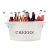 6.3 Gal. Cream Rustic Farmhouse Decor Ice Bucket and Galvanized Cheers Tub by Twine