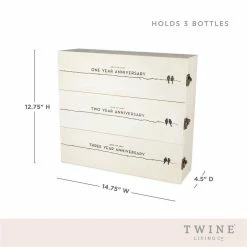 Wedding and Anniversary Gift Wooden Wine Box 3-Year Celebration 3-Bottle Holder with Lids and Latches by Twine -Bar Accessories Sales cocktail sets 3029 4f 1000