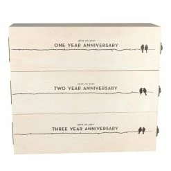 Wedding and Anniversary Gift Wooden Wine Box 3-Year Celebration 3-Bottle Holder with Lids and Latches by Twine