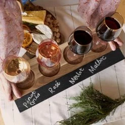 Wine Flight Set, Wine Tasting Board with Slate Chalkboard, 2-Pieces of Soapstone Chalk, and Acacia Wood Serving Tray by Twine -Bar Accessories Sales cocktail sets 4895 1f 1000