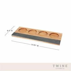 Wine Flight Set, Wine Tasting Board with Slate Chalkboard, 2-Pieces of Soapstone Chalk, and Acacia Wood Serving Tray by Twine -Bar Accessories Sales cocktail sets 4895 4f 1000