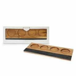 Wine Flight Set, Wine Tasting Board with Slate Chalkboard, 2-Pieces of Soapstone Chalk, and Acacia Wood Serving Tray by Twine -Bar Accessories Sales cocktail sets 4895 fa 1000