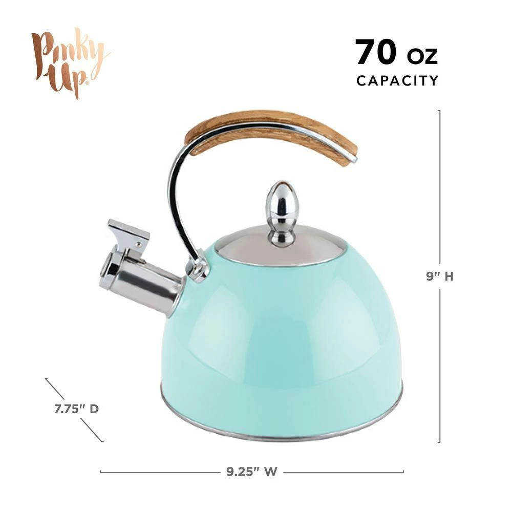 Pinky Up Presley Light Blue 70 oz. Tea Kettle, Stovetop Induction Stainless Steel Whistling Kettle by Pinky Up (Accessories) 2 Pinky Up Presley Light Blue 70 oz. Tea Kettle, Stovetop Induction Stainless Steel Whistling Kettle by Pinky Up (Accessories) - Image 2