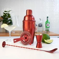 True Red Barware Set, Stainless Steel Shaker, Jigger, Muddler, Bar Spoon, Hawthorne Strainer -Bar Accessories Sales cocktail sets 5331 1f 1000