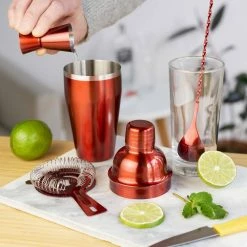 True Red Barware Set, Stainless Steel Shaker, Jigger, Muddler, Bar Spoon, Hawthorne Strainer -Bar Accessories Sales cocktail sets 5331 44 1000