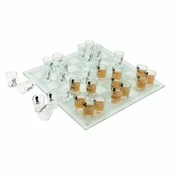 True Shot Glass Chess Game, Chess Board with Shot Glass Chess Pieces, Clear Glass and Frosted Glass, Chess Drinking Game -Bar Accessories Sales cocktail sets 5342 4f 1000
