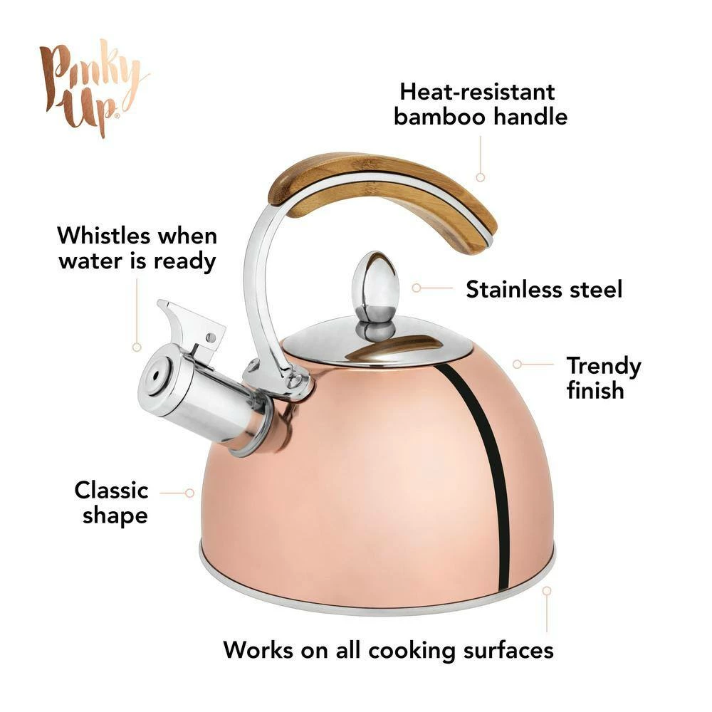 Pinky Up Presley Rose Gold 70 oz. Tea Kettle, Stovetop Induction Stainless Steel Whistling Kettle by Pinky Up (Accessories) 2 Pinky Up Presley Rose Gold 70 oz. Tea Kettle, Stovetop Induction Stainless Steel Whistling Kettle by Pinky Up (Accessories) - Image 2