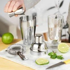 Fortify Barware Set, Cobbler Shaker, Jigger, Muddler, Bar Spoon Stick, Hawthorne Strainer by True -Bar Accessories Sales cocktail sets 5690 44 1000