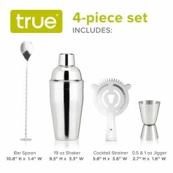 Fortify Barware Set, Cobbler Shaker, Jigger, Muddler, Bar Spoon Stick, Hawthorne Strainer by True -Bar Accessories Sales cocktail sets 5690 4f 1000