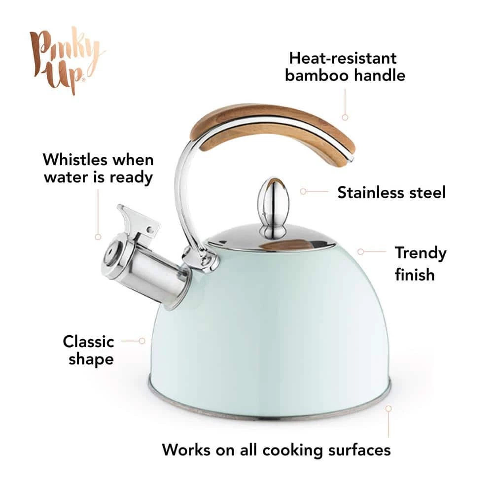 Pinky Up Presley Pistachio 70 oz. Tea Kettle, Stovetop Induction Stainless Steel Whistling Kettle by Pinky Up (Accessories) 2 Pinky Up Presley Pistachio 70 oz. Tea Kettle, Stovetop Induction Stainless Steel Whistling Kettle by Pinky Up (Accessories) - Image 2
