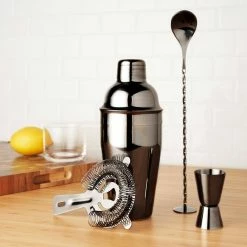 True Barware Set Cocktail Bar Tools with Cobbler Shaker with Lid, Double Jigger, Muddler Bar Spoon, Hawthorne Strainer -Bar Accessories Sales cocktail sets 8175 1f 1000